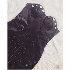 Marjan Pejoski Stapless Embellished Dress Size 2 Designer Mini Bodycon Textured